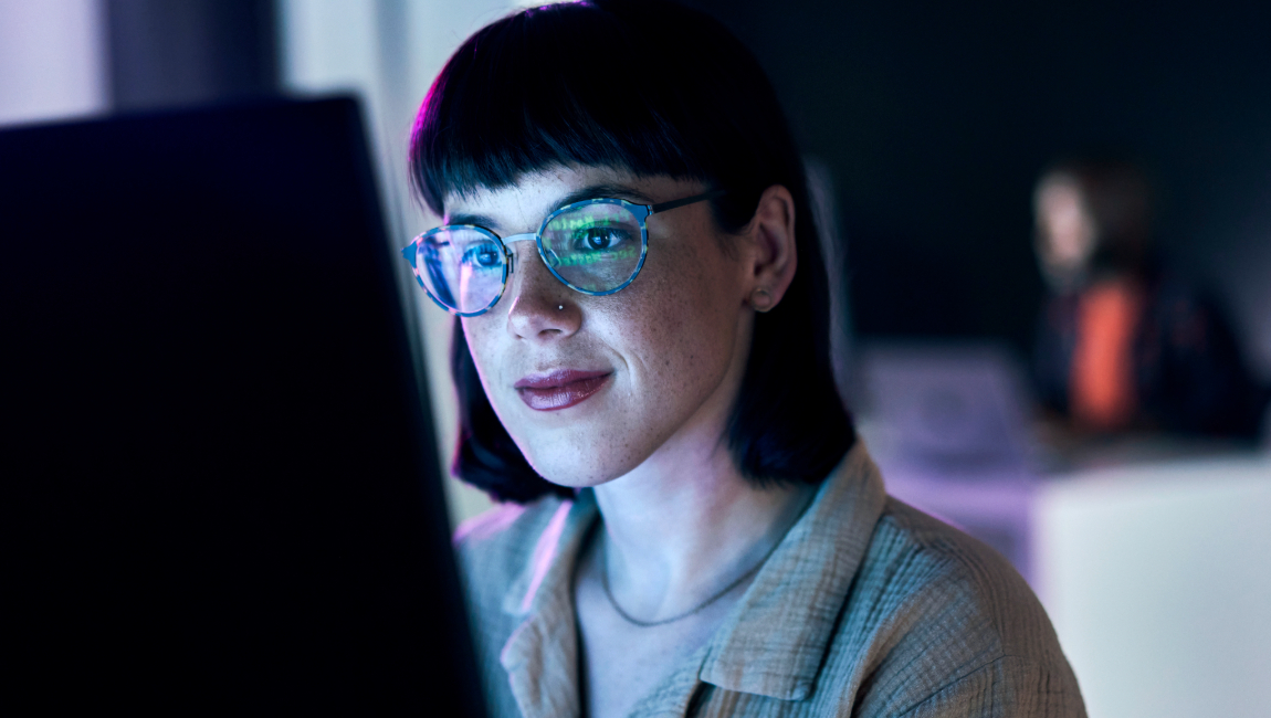 Woman on desktop pc