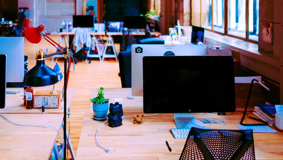 Empty office with open floor plan