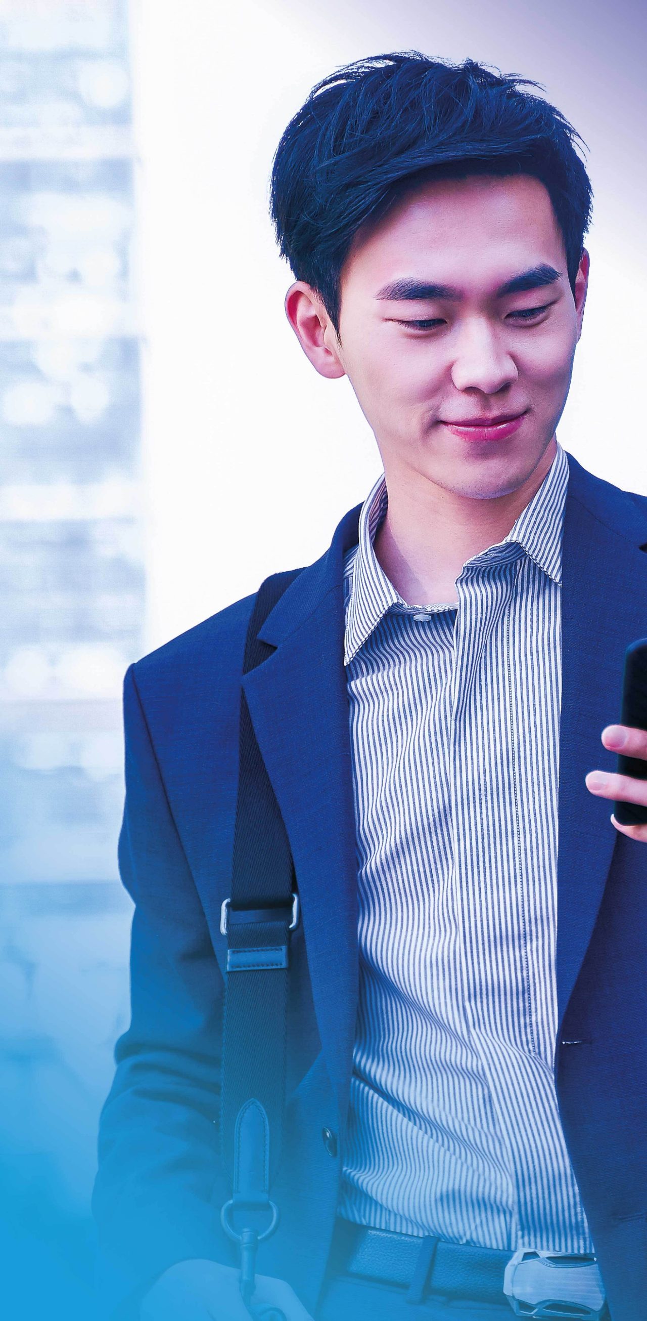 Man looking at cell phone